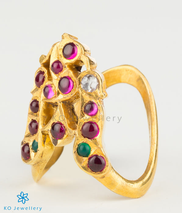235-GVR394 - 22K Gold Vanki Ring with Cz & Color Stones | Vanki ring, Stone  color, 22k gold ring